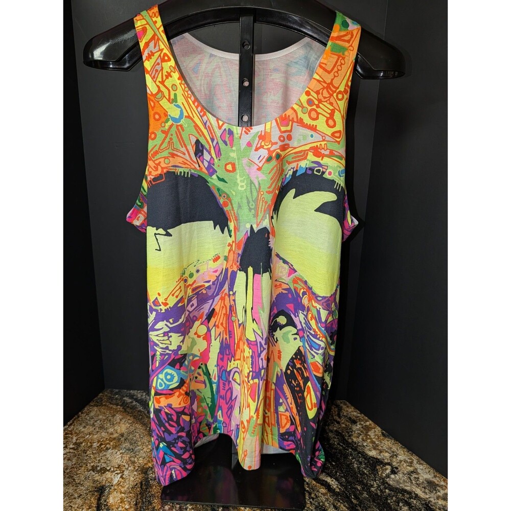 Electro Threads UV Reactive Sublimation Tank Hippe Skull Grung Size Large